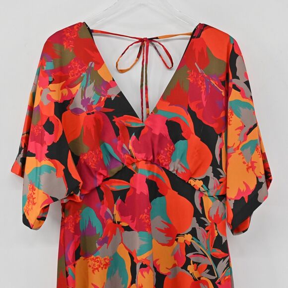 AIDAN MATTOX Dress Womens Size 12 Floral Printed Short Kimono Sleeve VNeck Multi - Picture 3 of 13